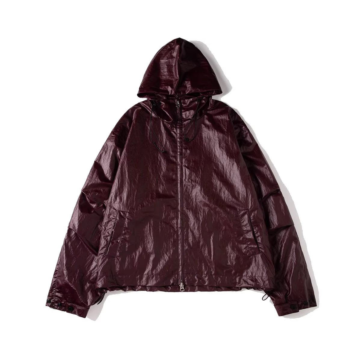 Hooded Leather Techwear Jacket