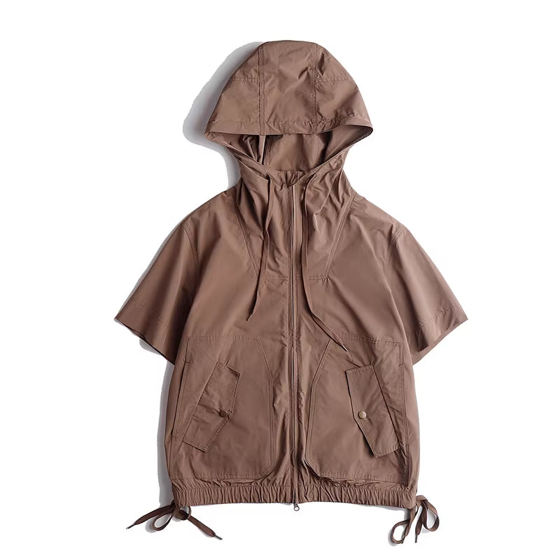 Short Sleeve Hooded Jacket