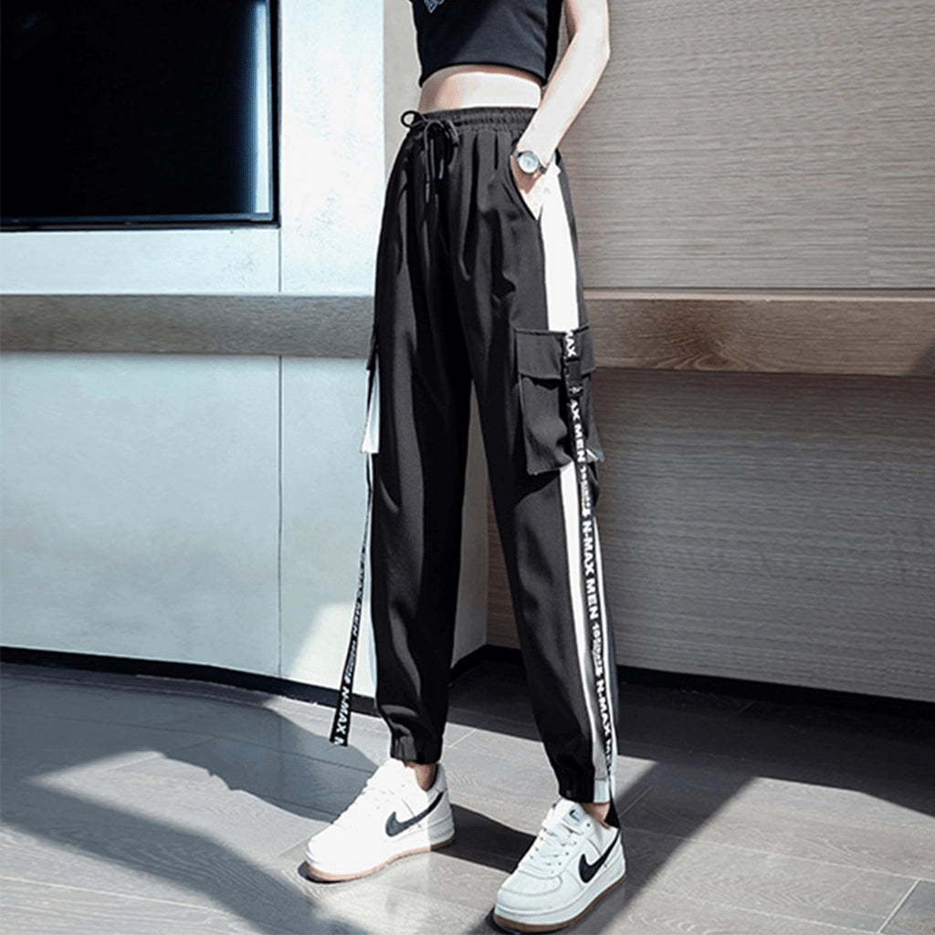 Black Red Cargo Joggers