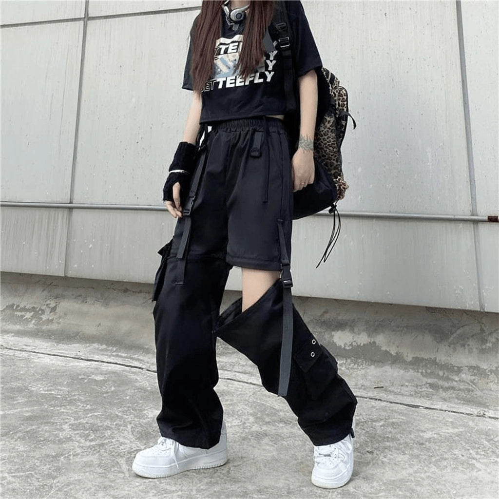 White Strap Techwear Pants