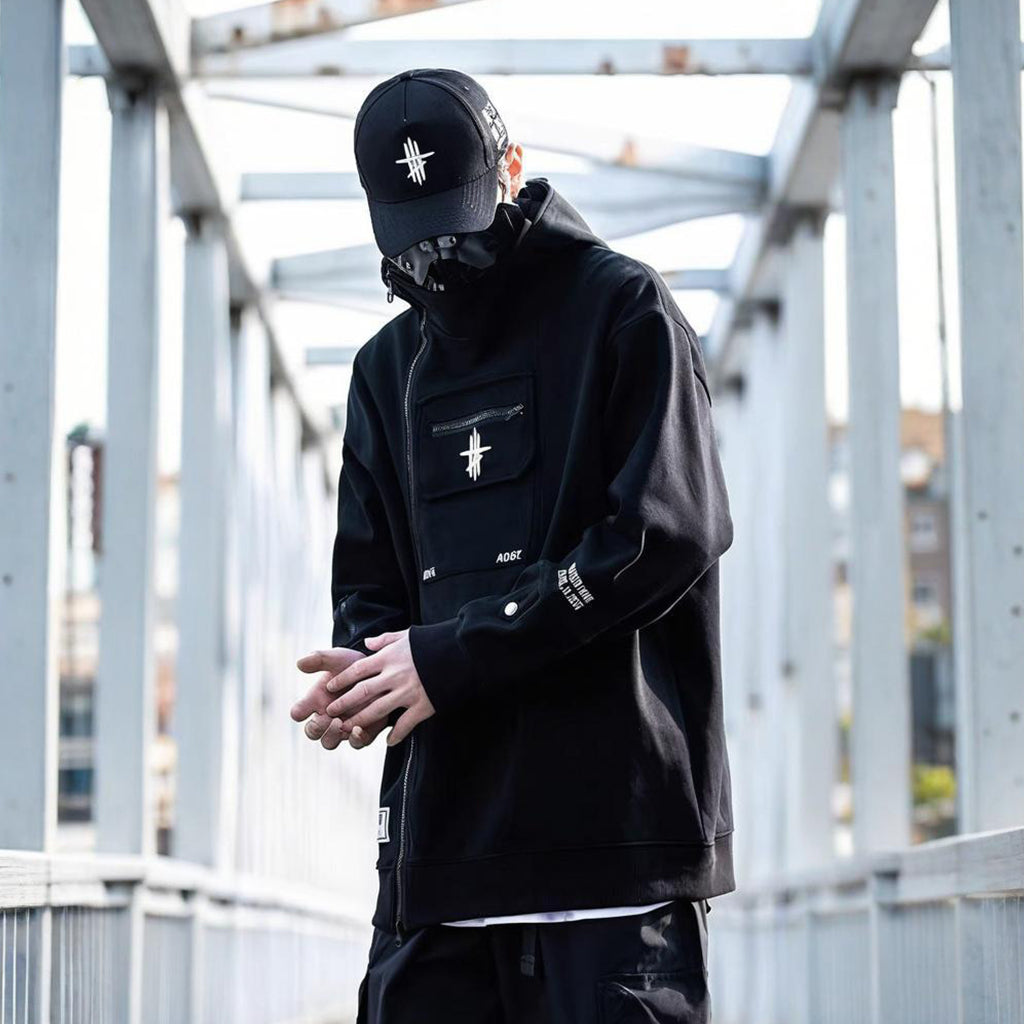 Techwear Outerwear with Asymmetric