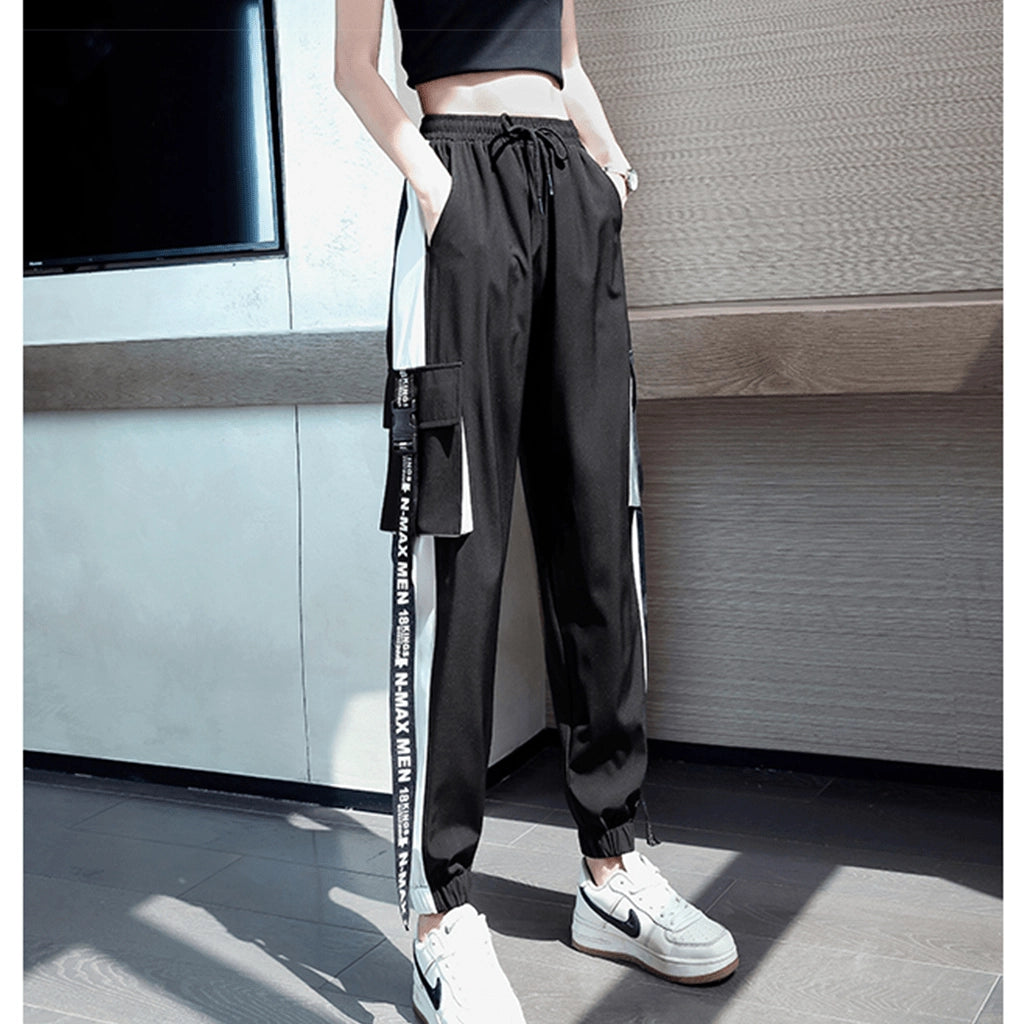 Black Red Cargo Joggers