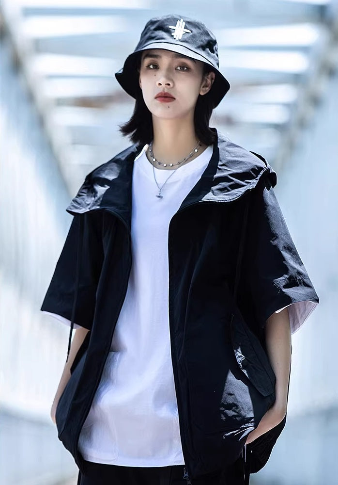 Short Sleeve Hooded Jacket