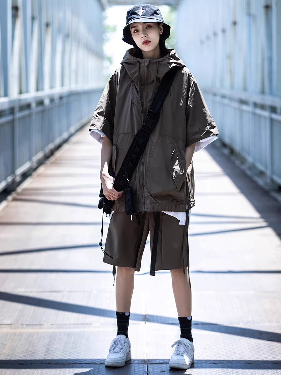 Short Sleeve Hooded Jacket