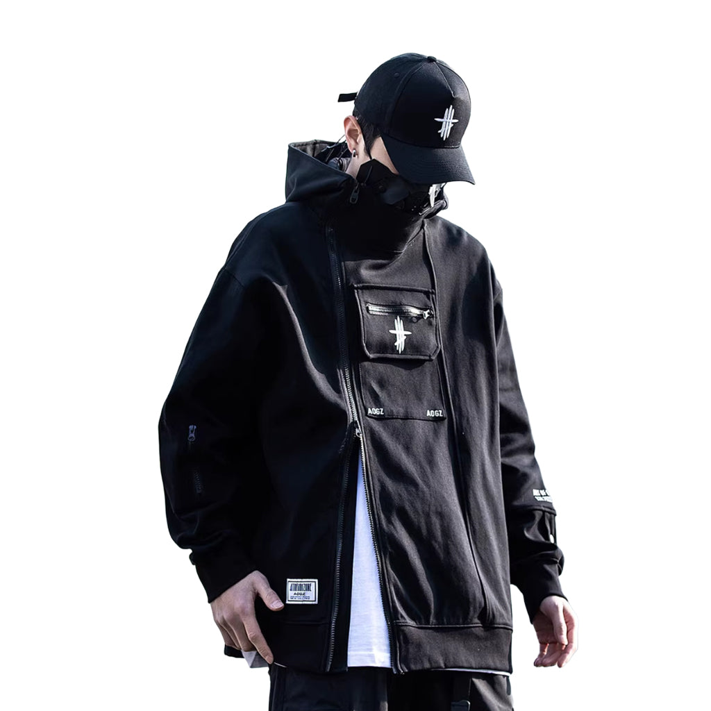 Techwear Outerwear with Asymmetric