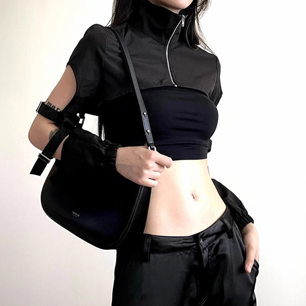 Black Techwear Buckle Shrug