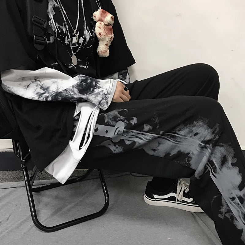 Abstract Print Techwear Pants