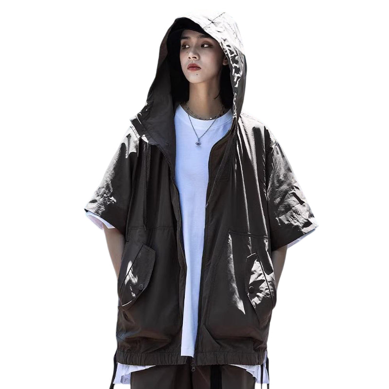 Short Sleeve Hooded Jacket