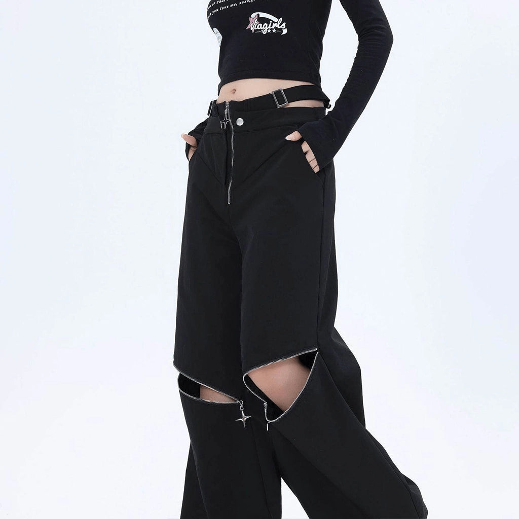 Black Pants with Zipper Details