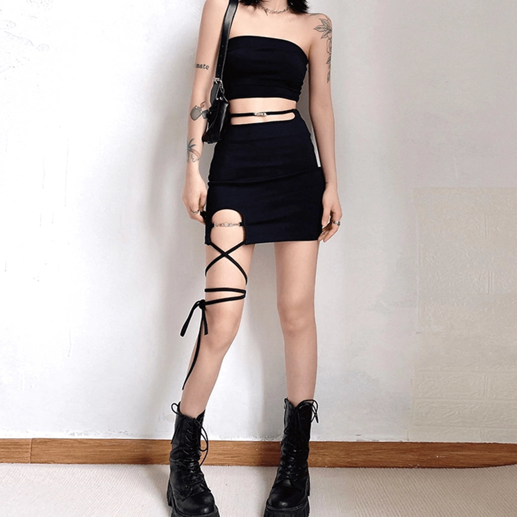 Cut-Out Lace-Up Skirt