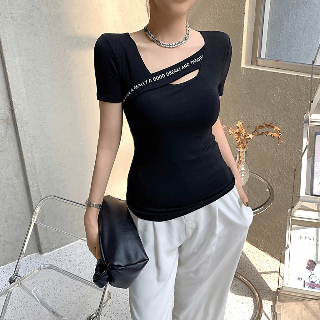 Fitted Black Short Sleeve