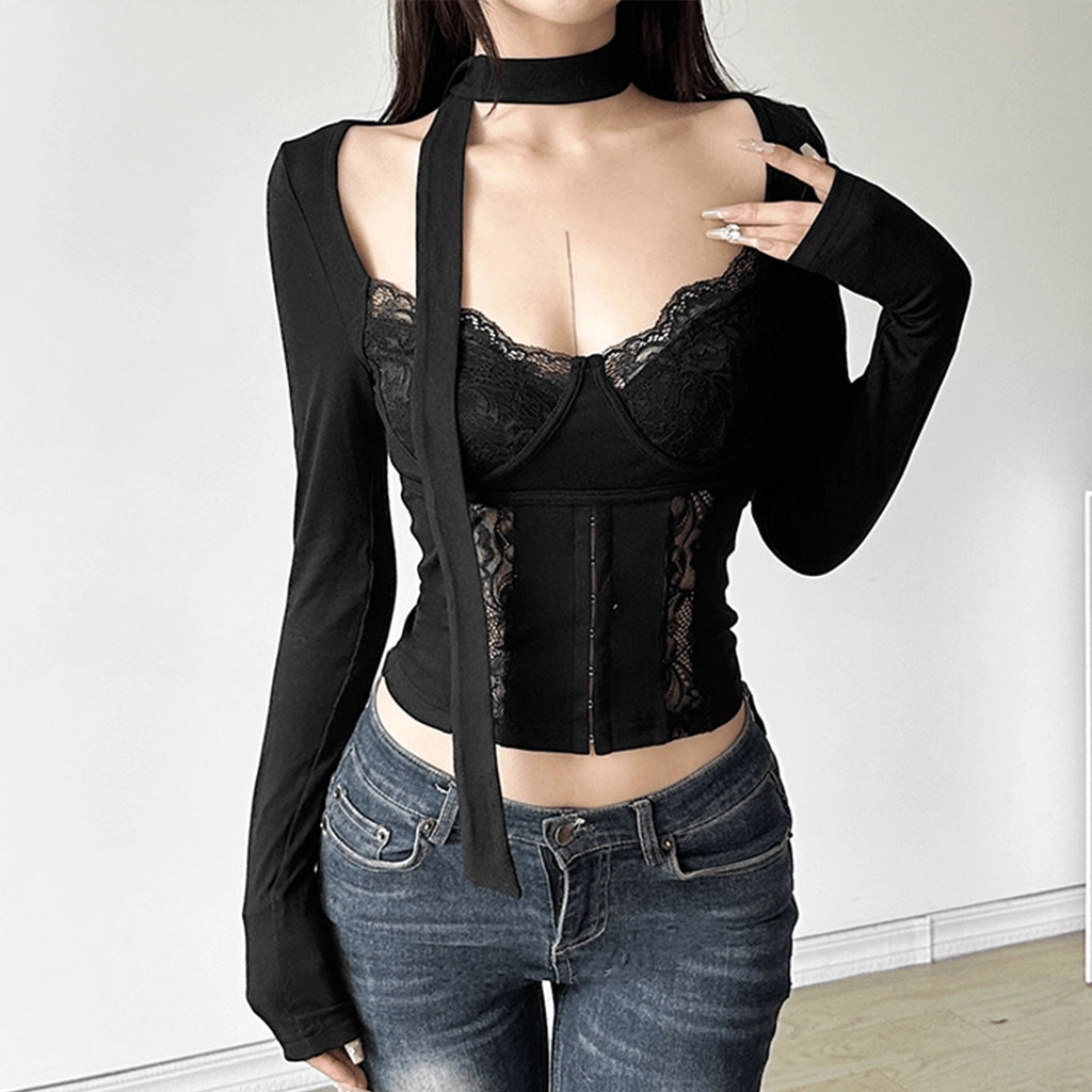 Black Lace Corset Top