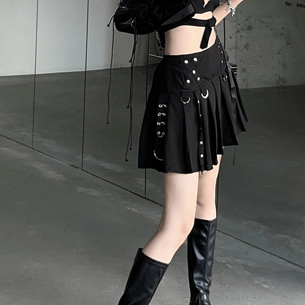 Metal Punk Pleated Skirt