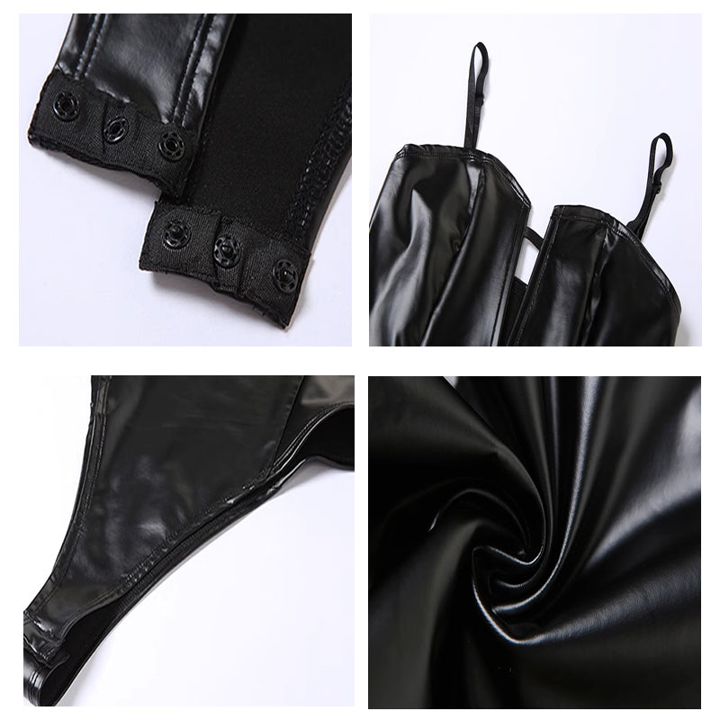 Black Patent Leather Bodysuit