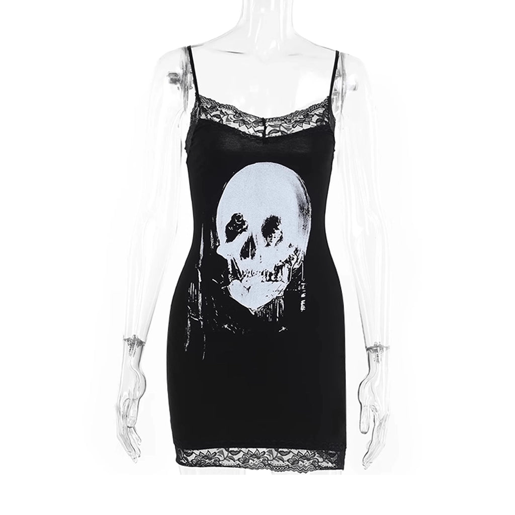 Black Skull Slip Dress