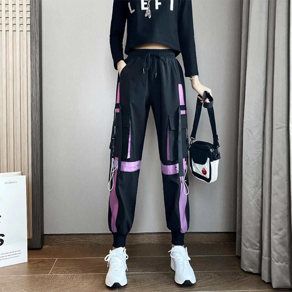 Black and Purple Cargo Pants