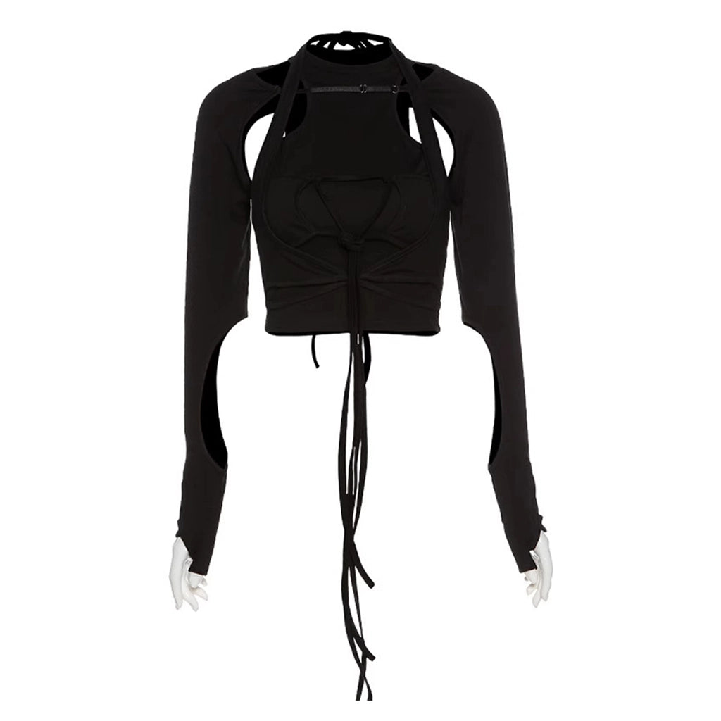 Black Strappy Cutout Top