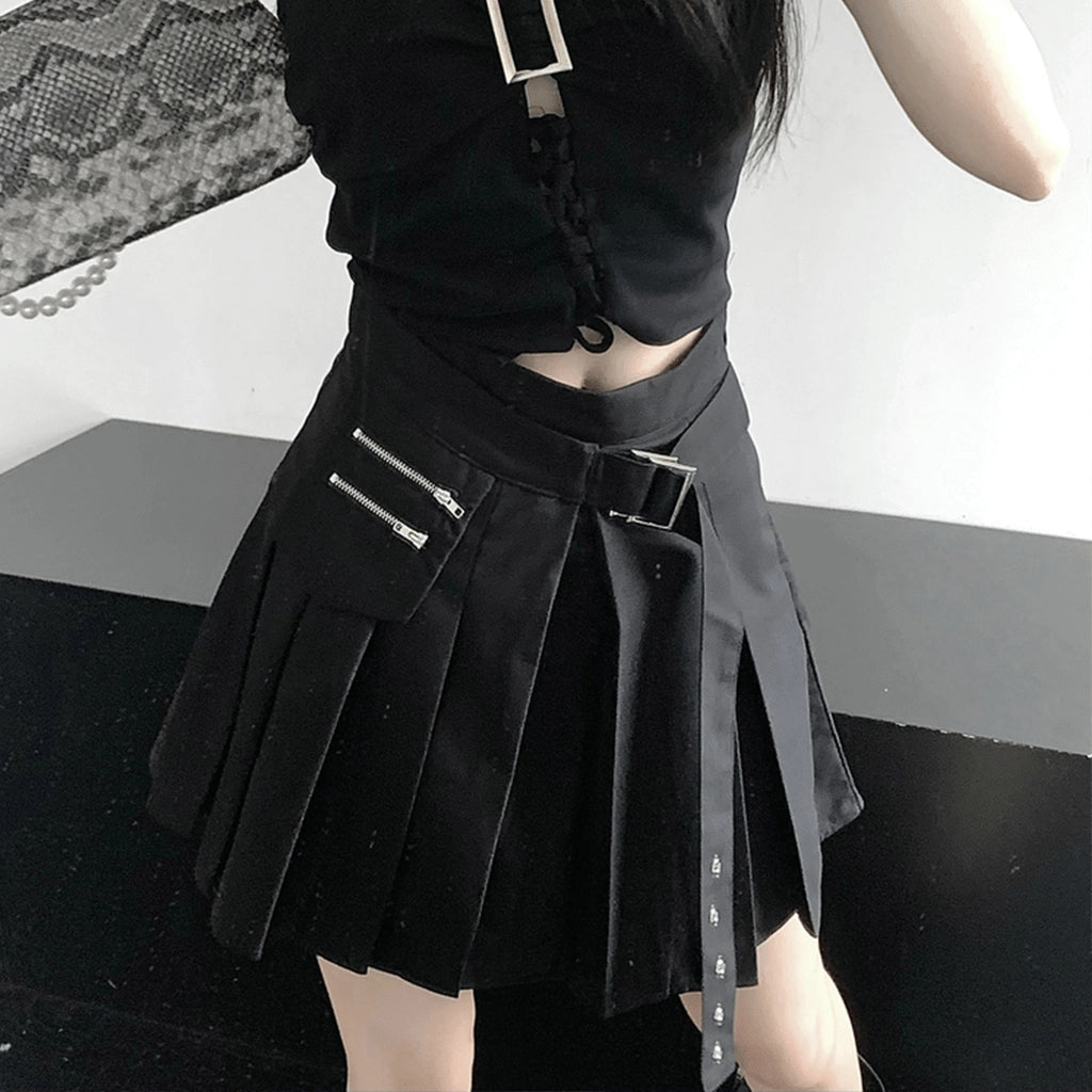 Black Techwear Pocket Skirt