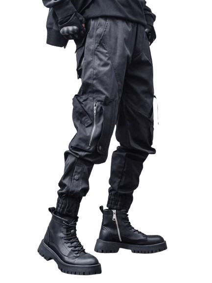 Black Tapered Techwear Pants