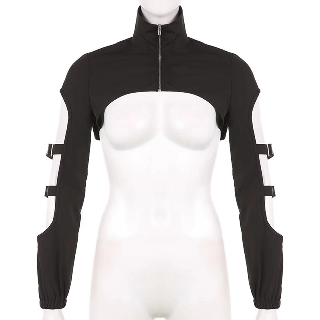 Black Techwear Buckle Shrug