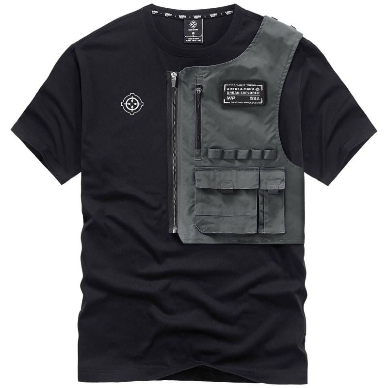 Black Techwear Cargo T-Shirt