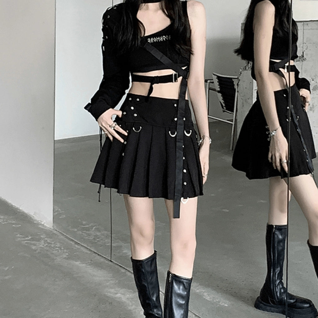 Metal Punk Pleated Skirt