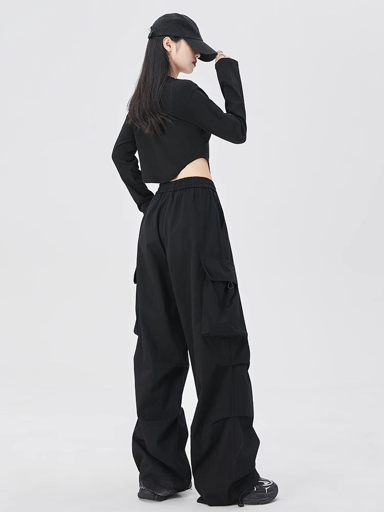 Black Utility Cargo Pants for Women