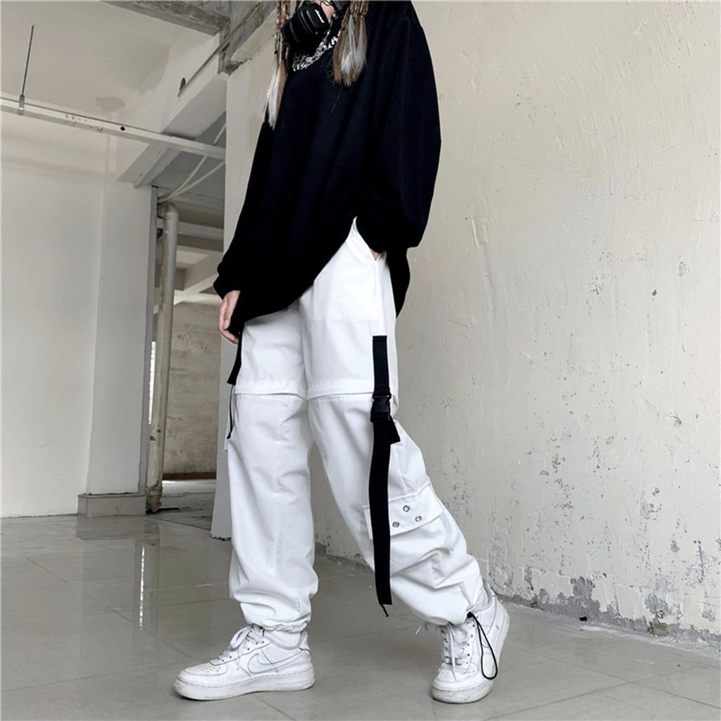 White Strap Techwear Pants