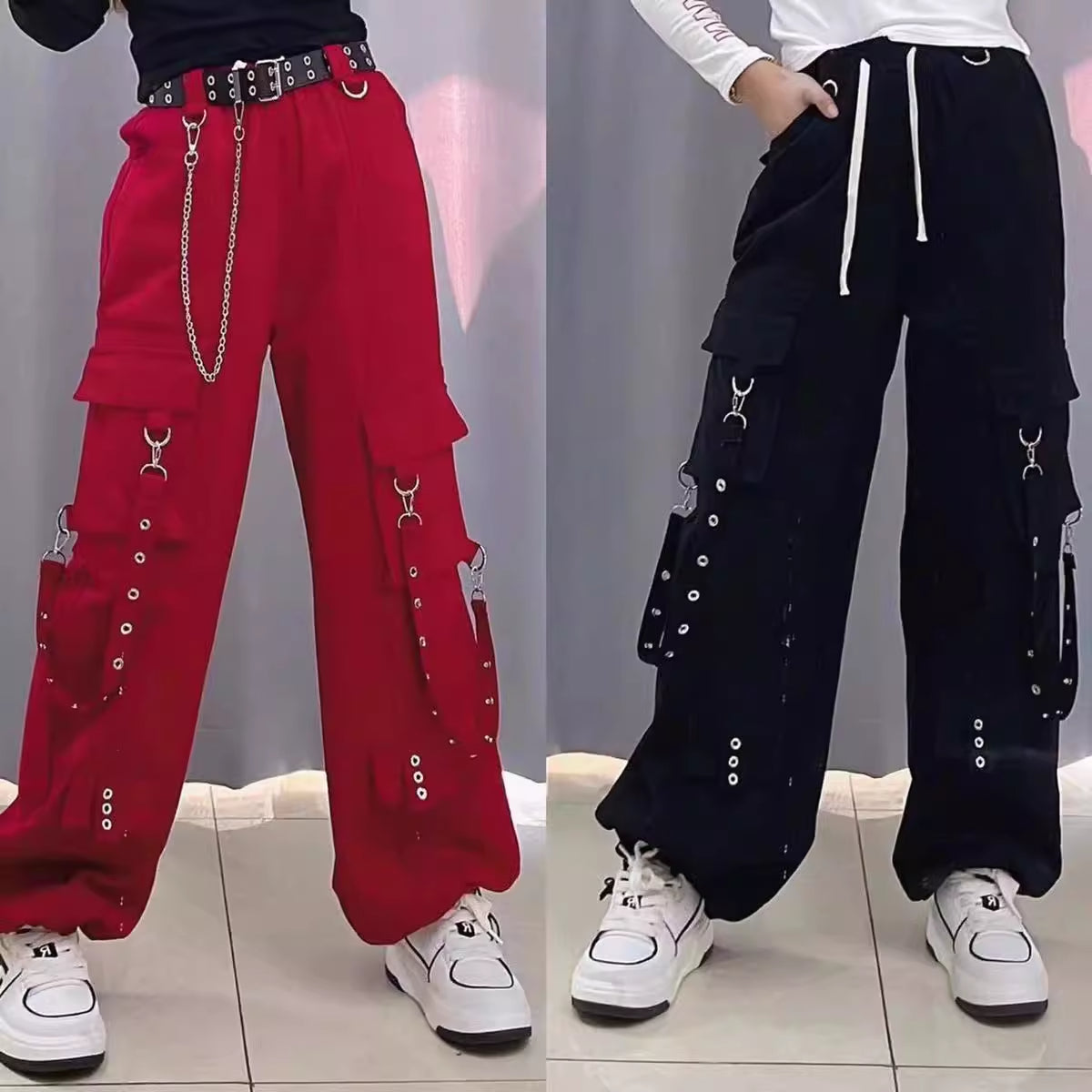 Chain Embellished Techwear Pants