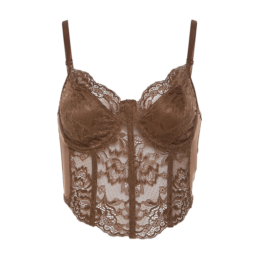 Brown Sheer Lace Top