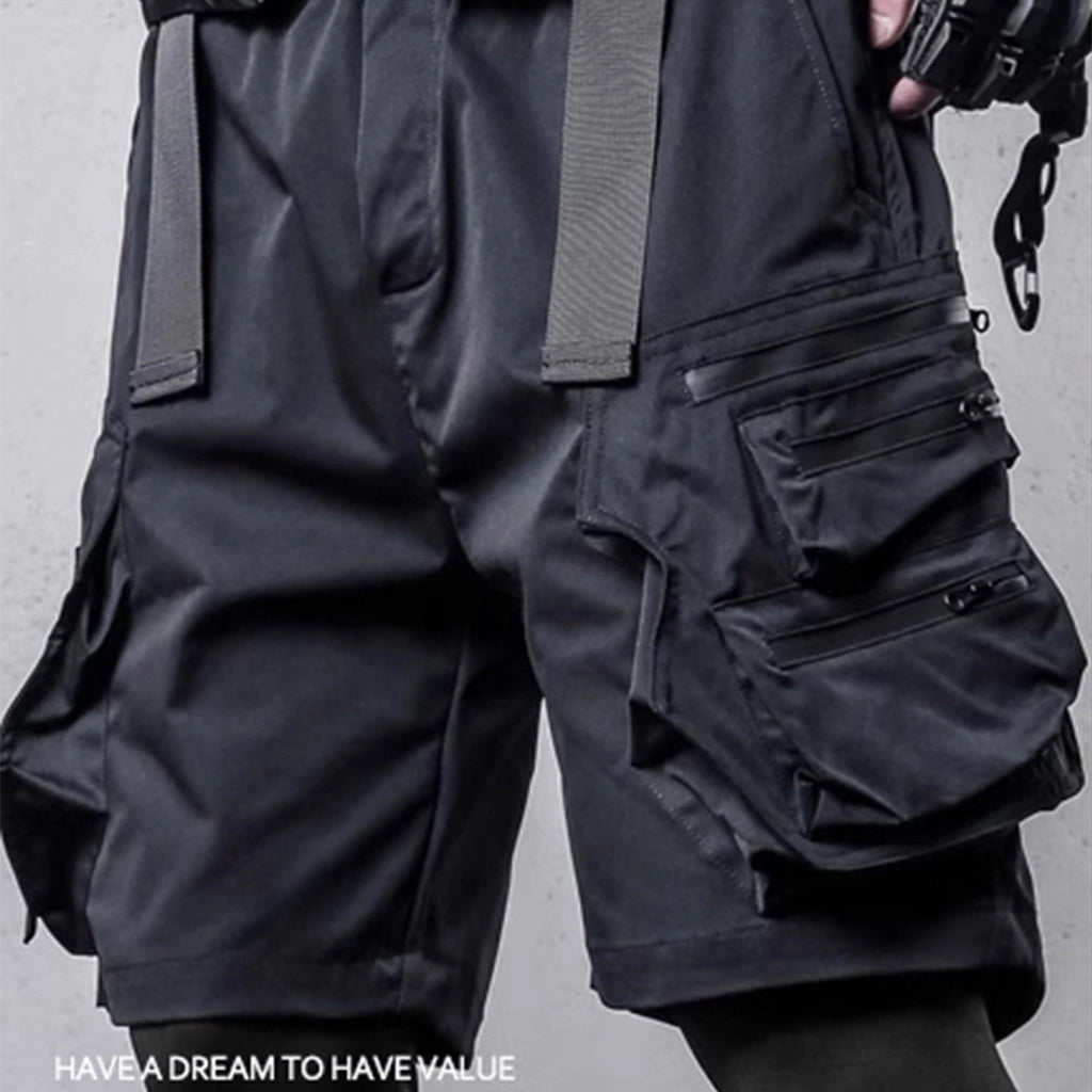 Black Urban Techwear Shorts