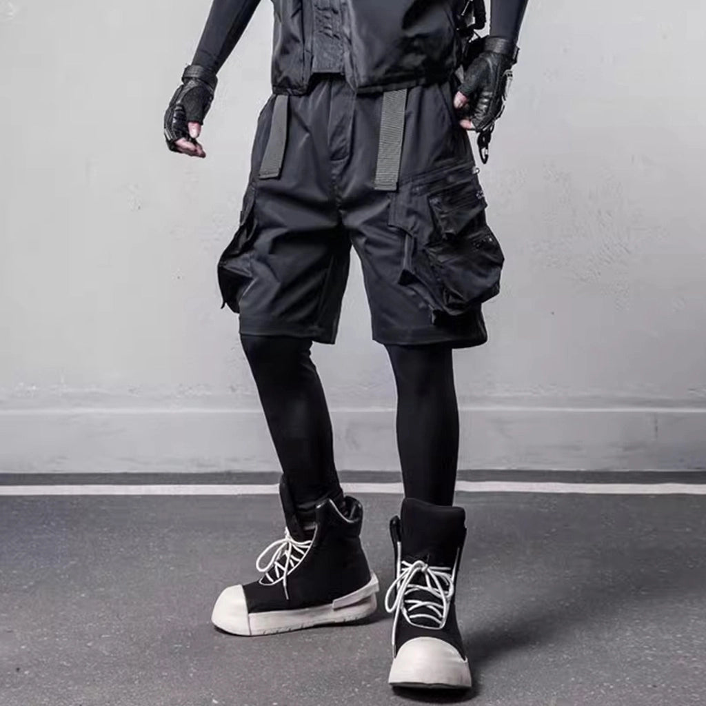 Black Urban Techwear Shorts