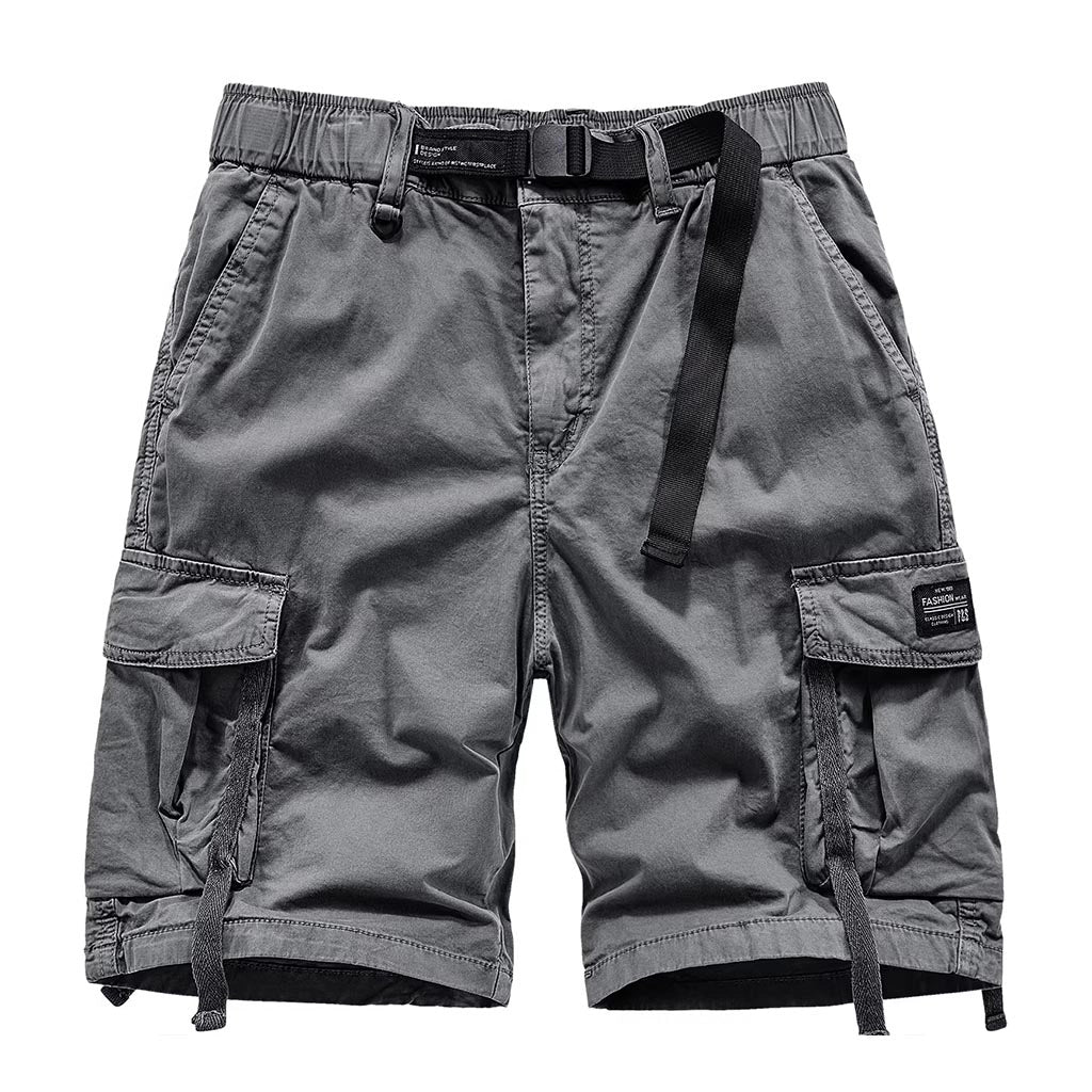 Adjustable Gray Techwear Cargo Shorts