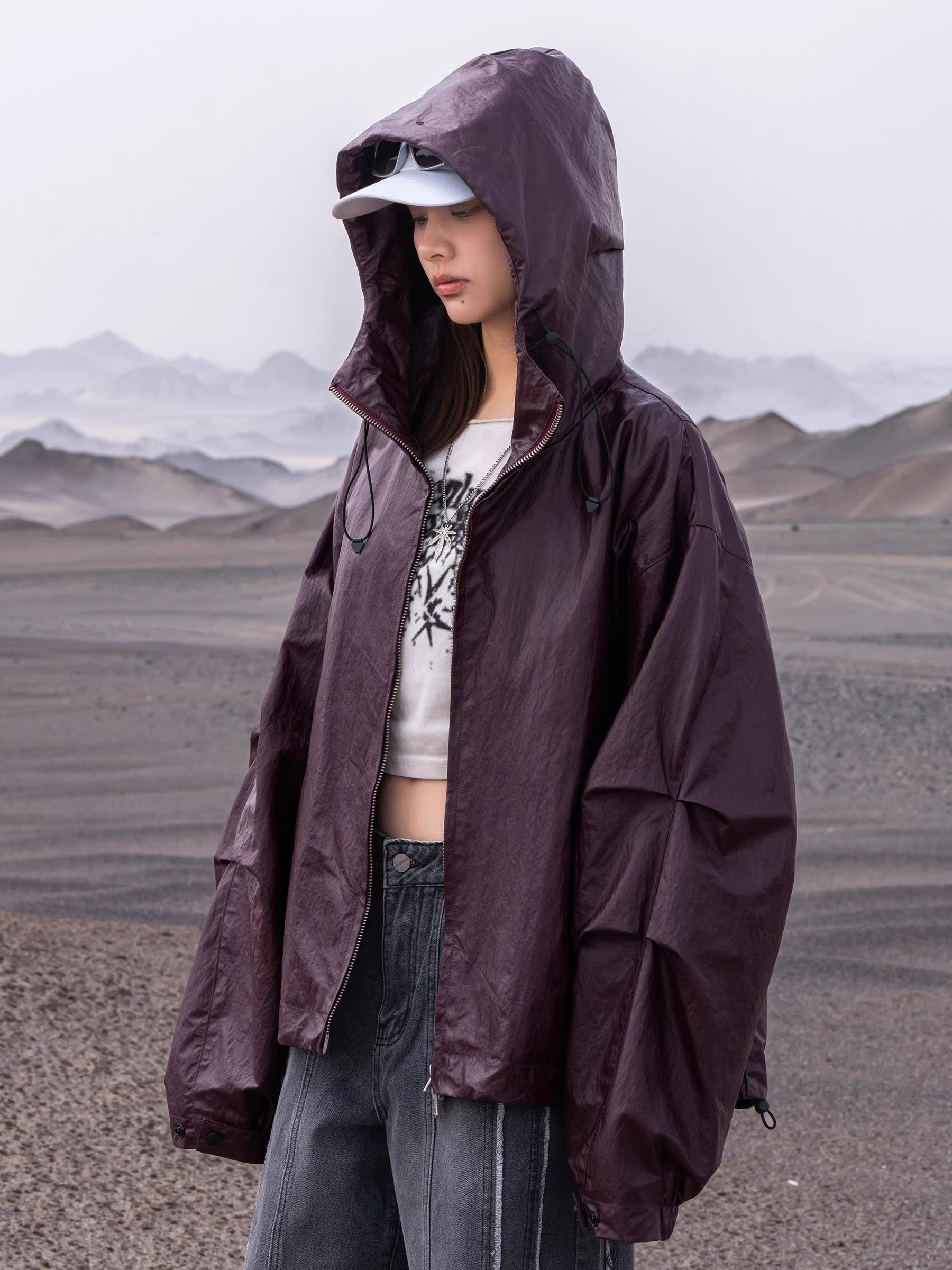 Hooded Leather Techwear Jacket