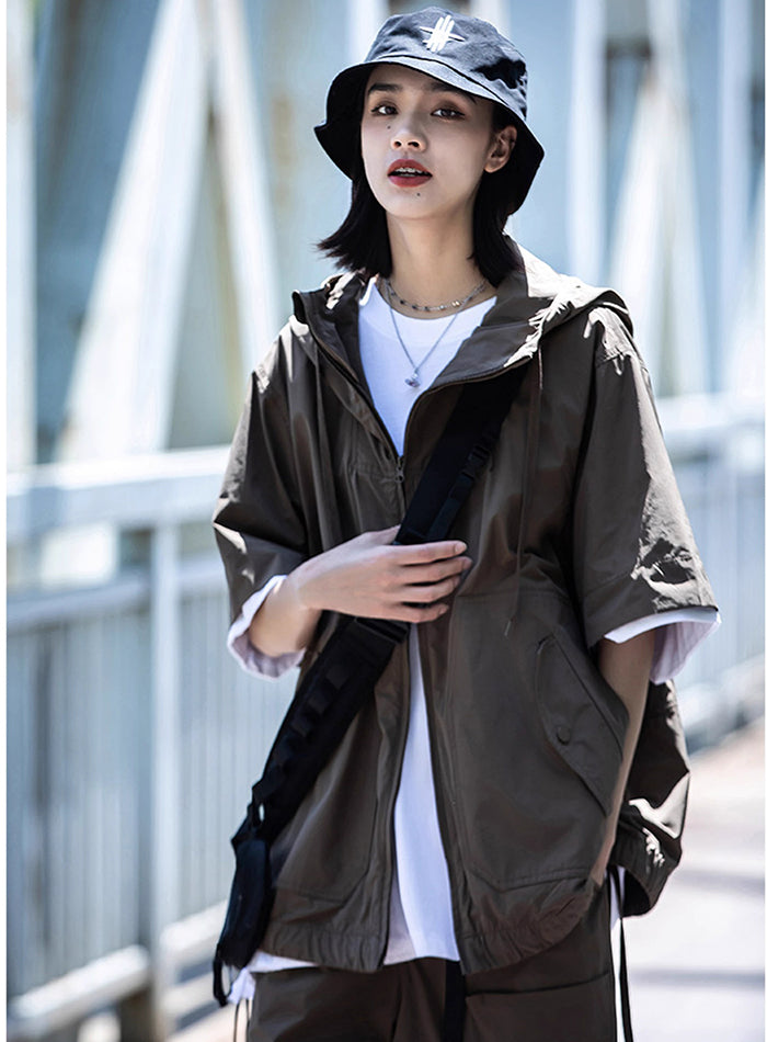 Short Sleeve Hooded Jacket