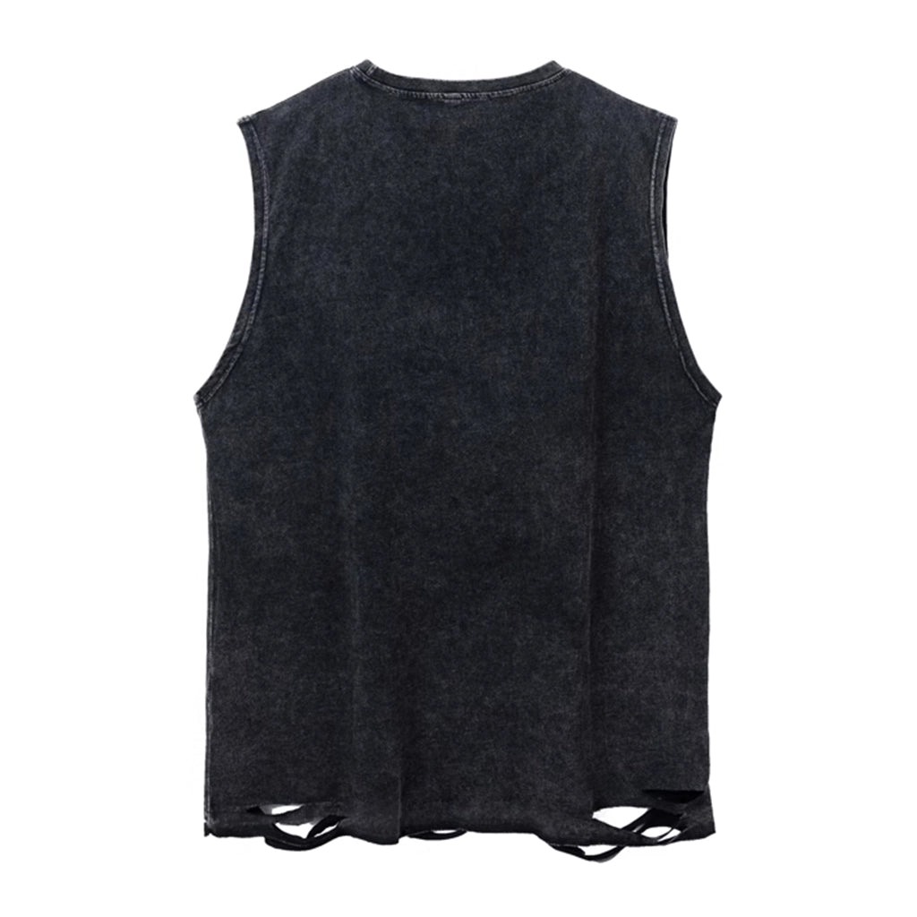Grave Art Sleeveless Distressed Tee