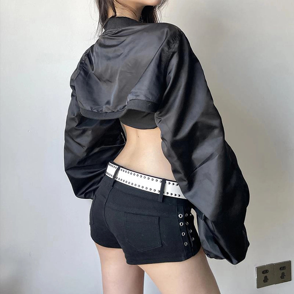 Black Techwear Cropped Shrug