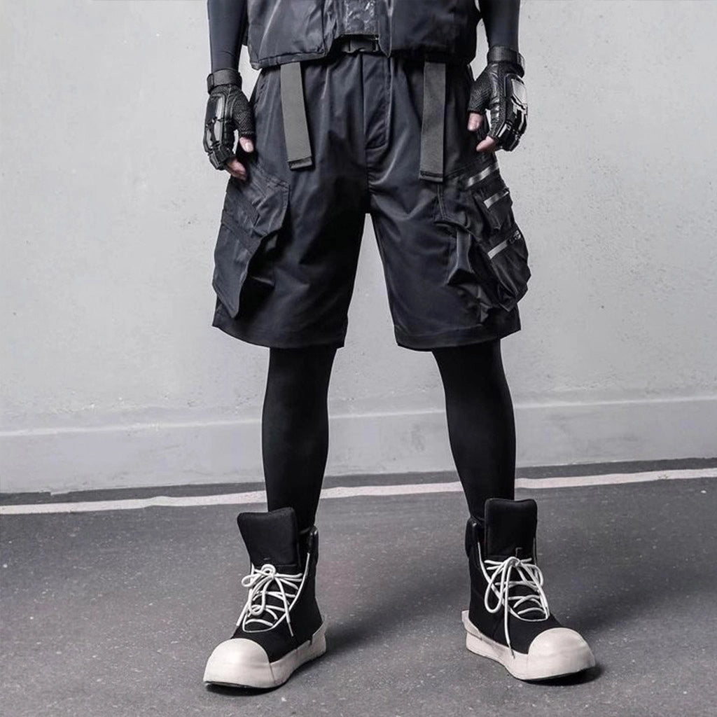 Black Urban Techwear Shorts