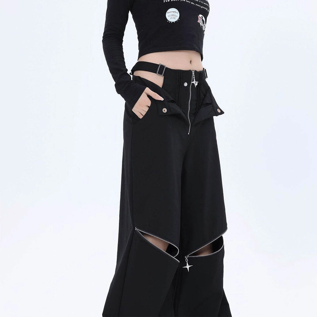 Black Pants with Zipper Details