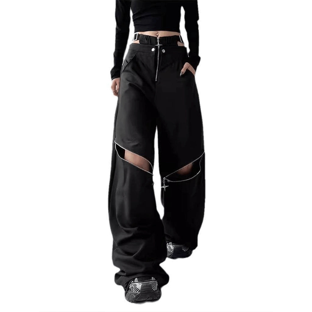 Black Pants with Zipper Details