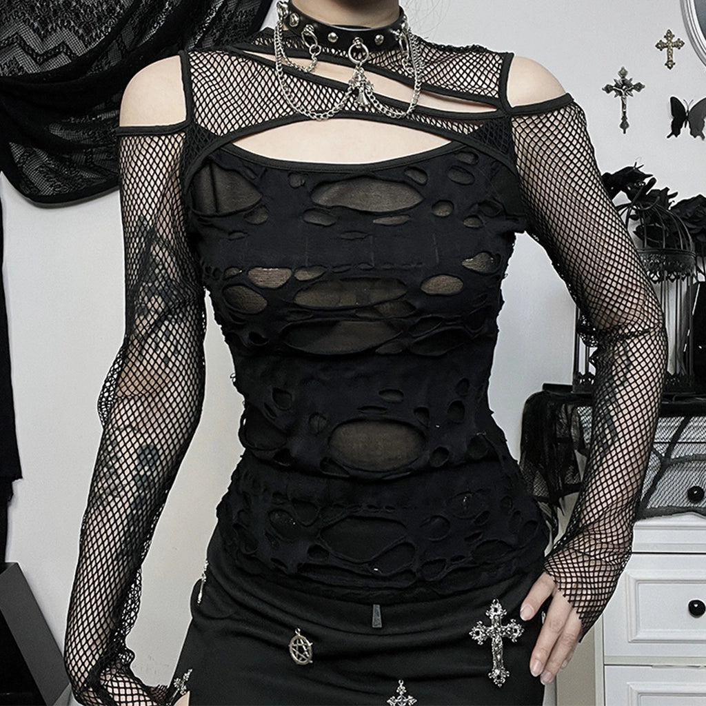 Ripped Gothic Mesh Shirt