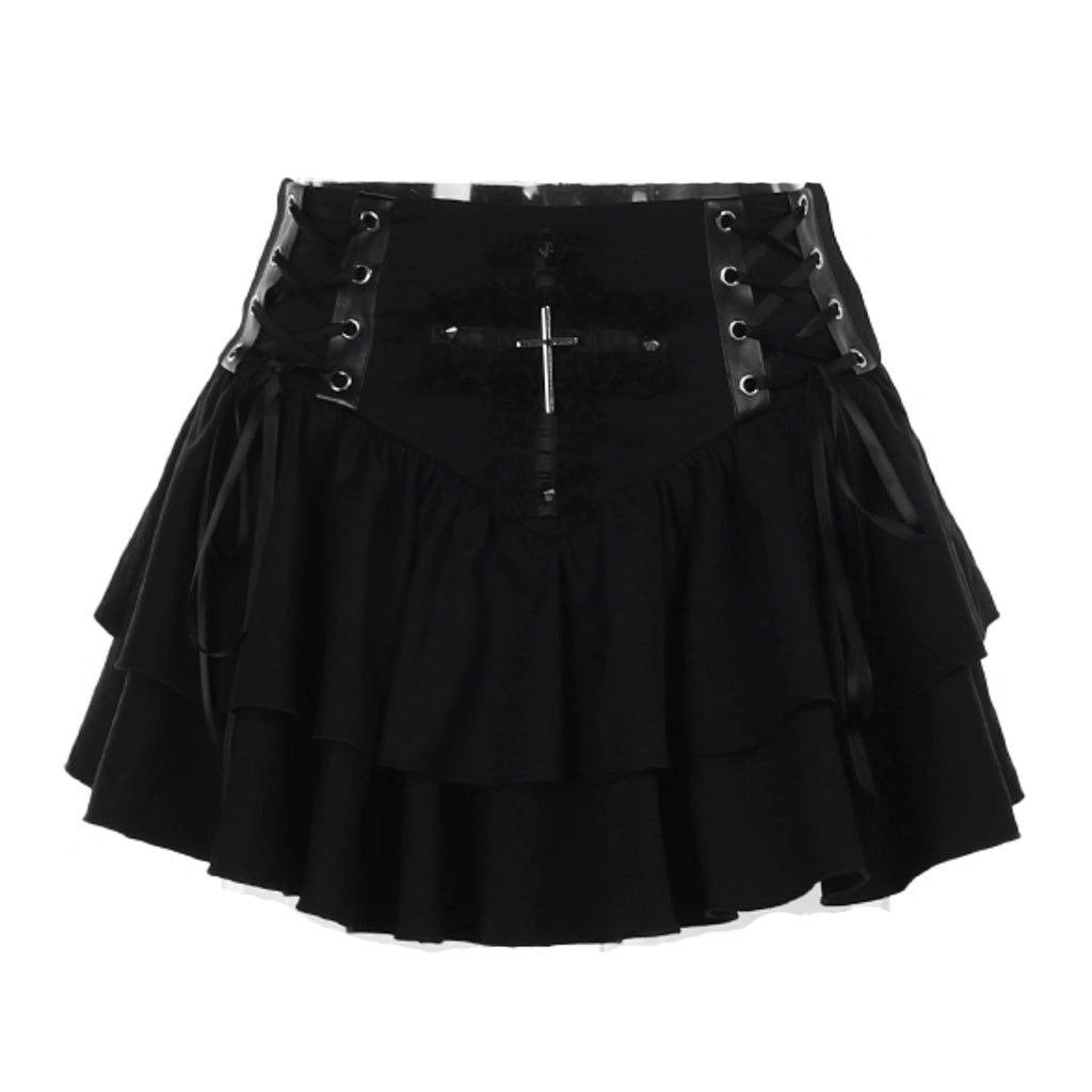 Black Streetwear Ruffle Skirt