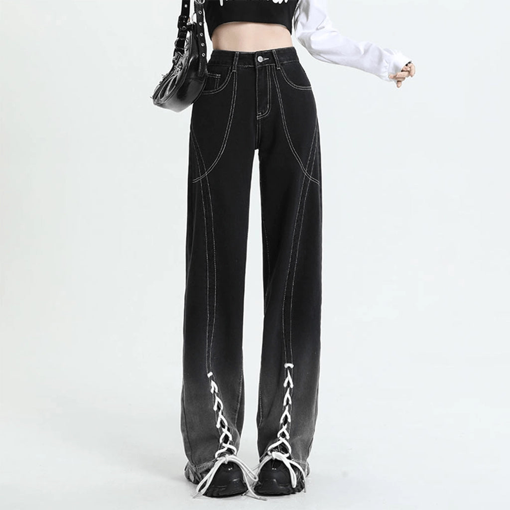 Gradient Lace-Up Pants