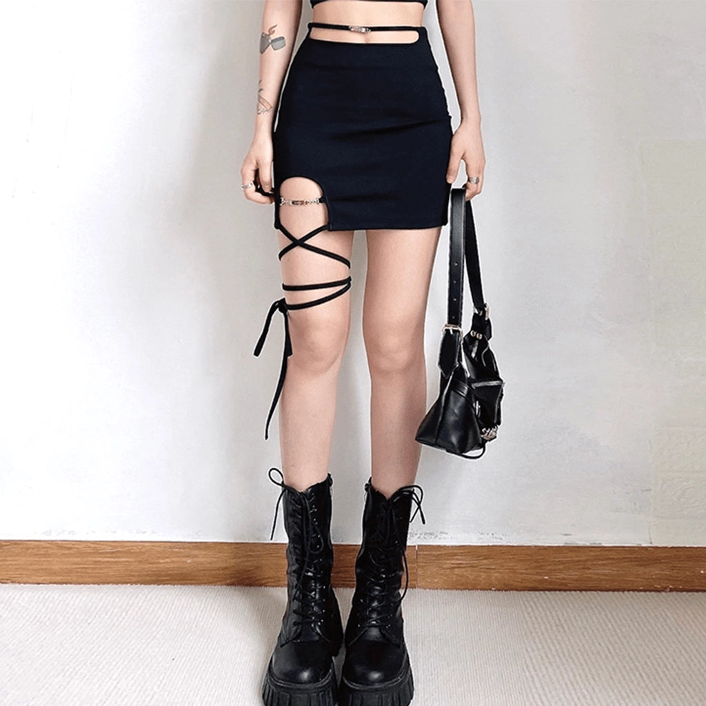 Cut-Out Lace-Up Skirt