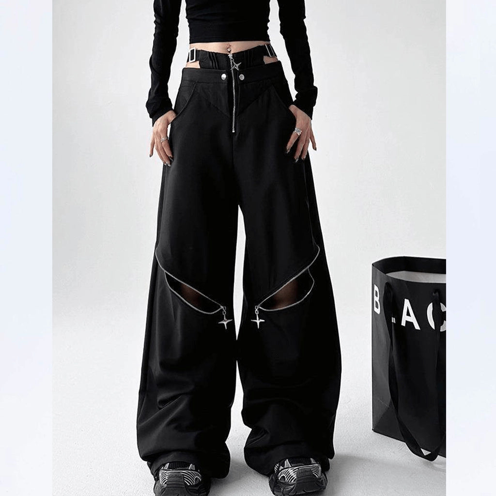 Black Pants with Zipper Details