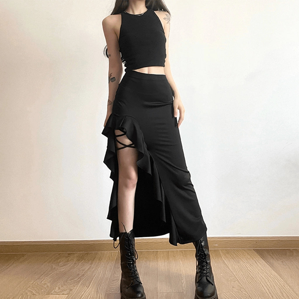 Black Ruffle Skirt