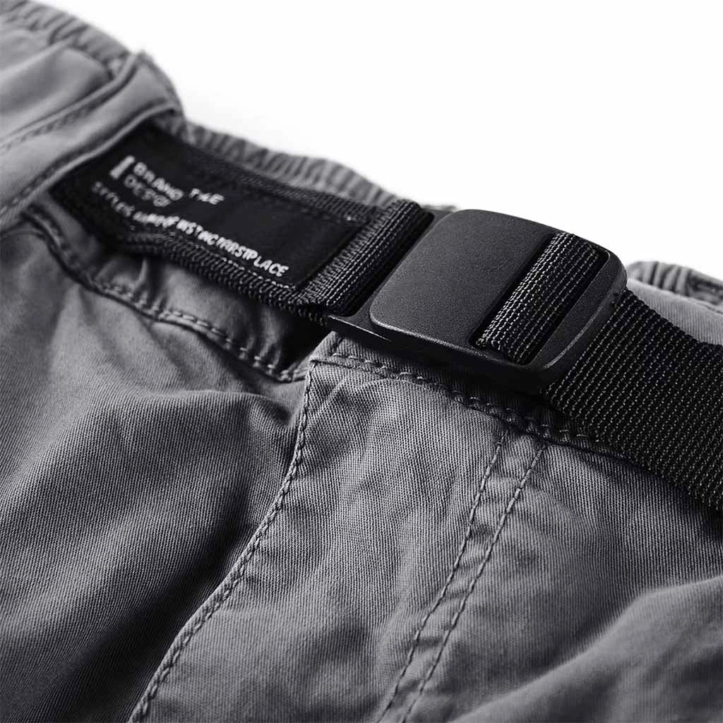 Adjustable Gray Techwear Cargo Shorts