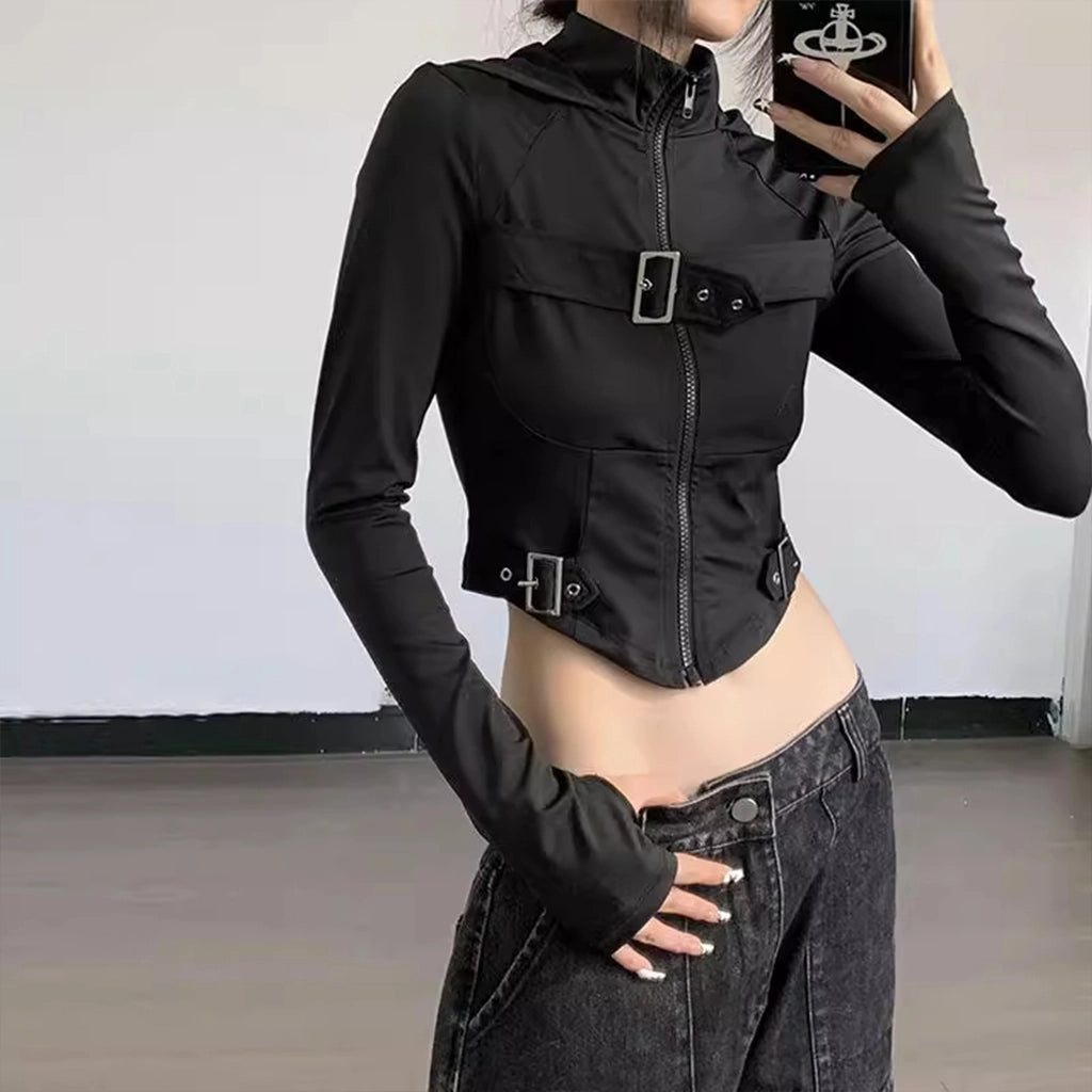 Cropped Zip Techwear Jacket