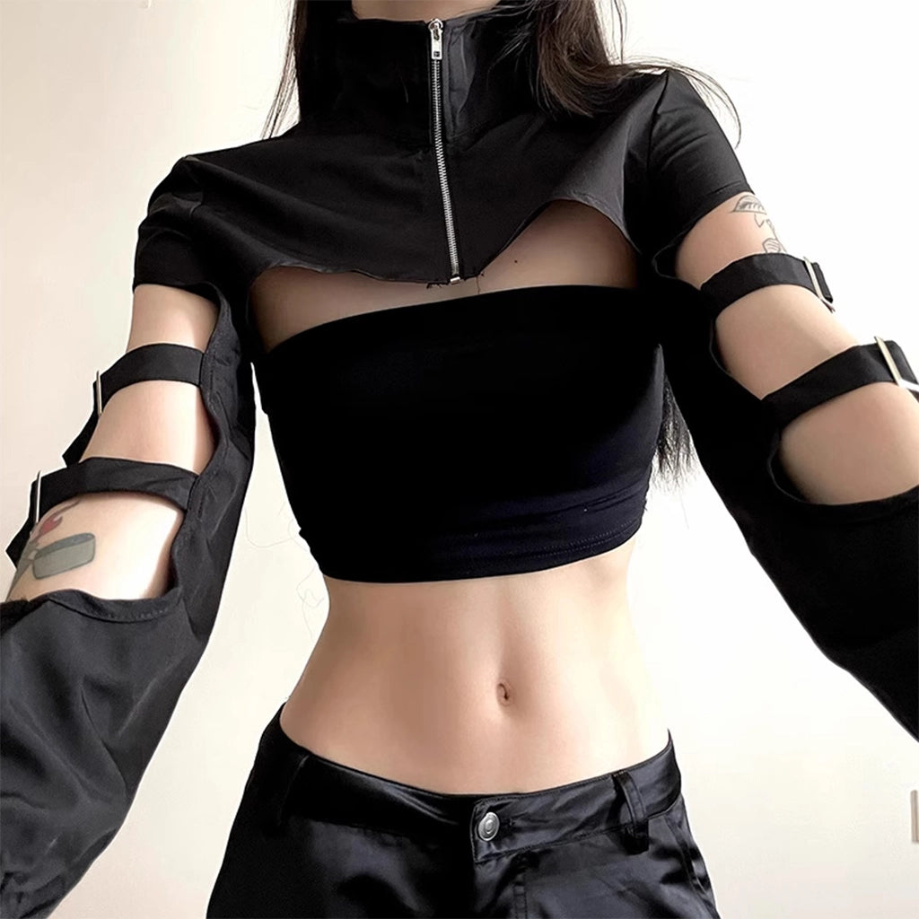 Black Techwear Buckle Shrug