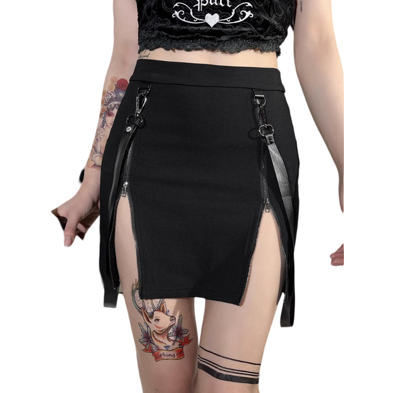 Gothic Zipper Mini Skirt